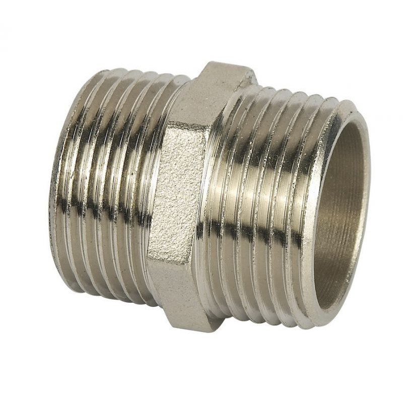 Ниппель латунь никель Ду 20 (3/4") НР Valtec Vtr.582.N.0005