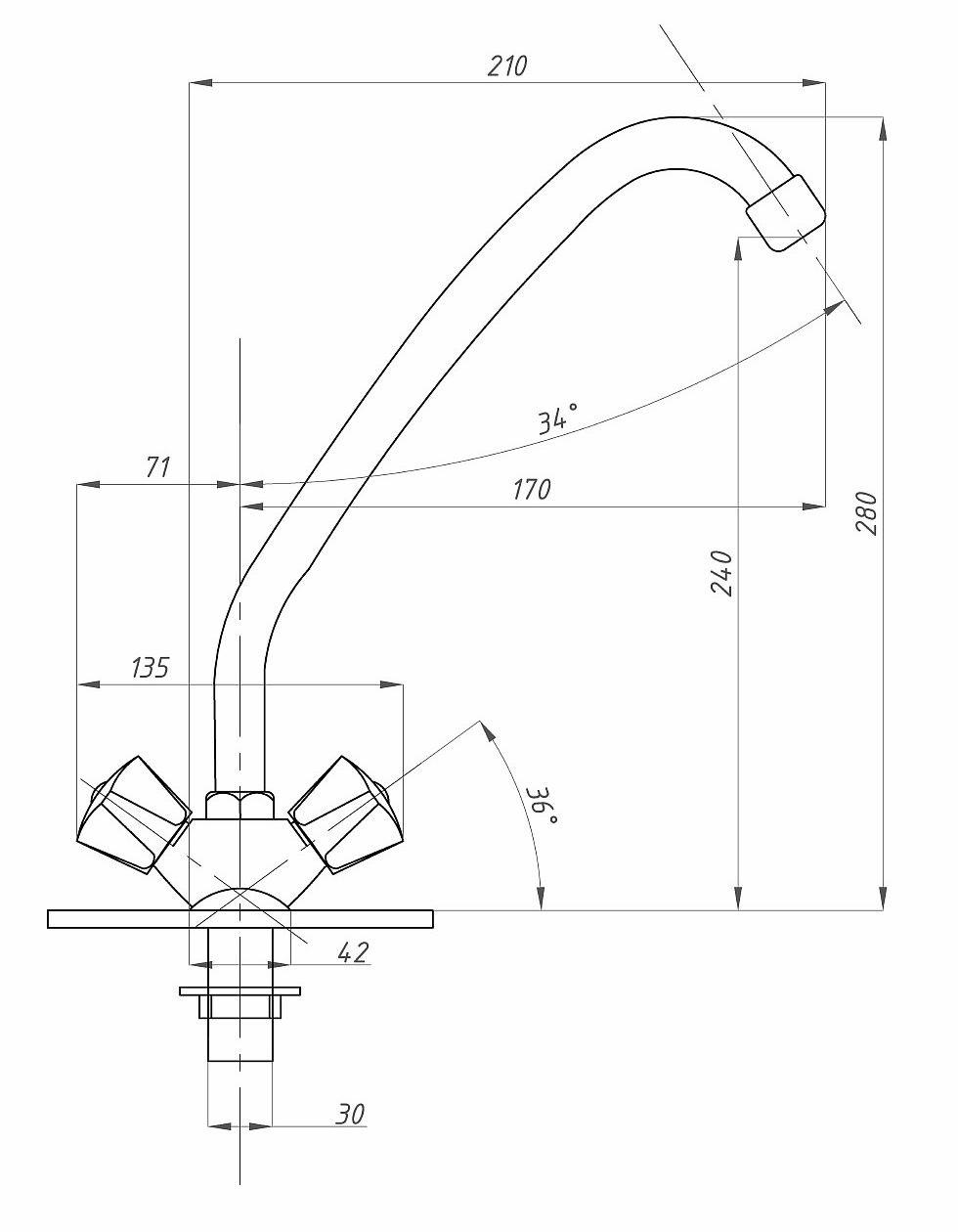 Смеситель для кухни ПРОФСАН ПСМ-127-50 СТАНДАРТ-А