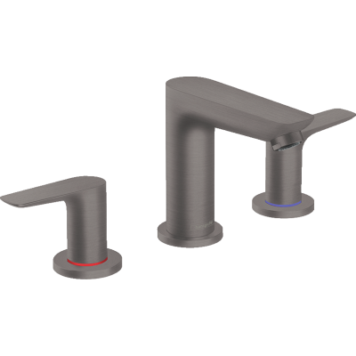 Смеситель для раковины Hansgrohe Talis E на 3 отверстия со сливным гарнитуром, Brushed Black Chrome/матовый черный, 71733340