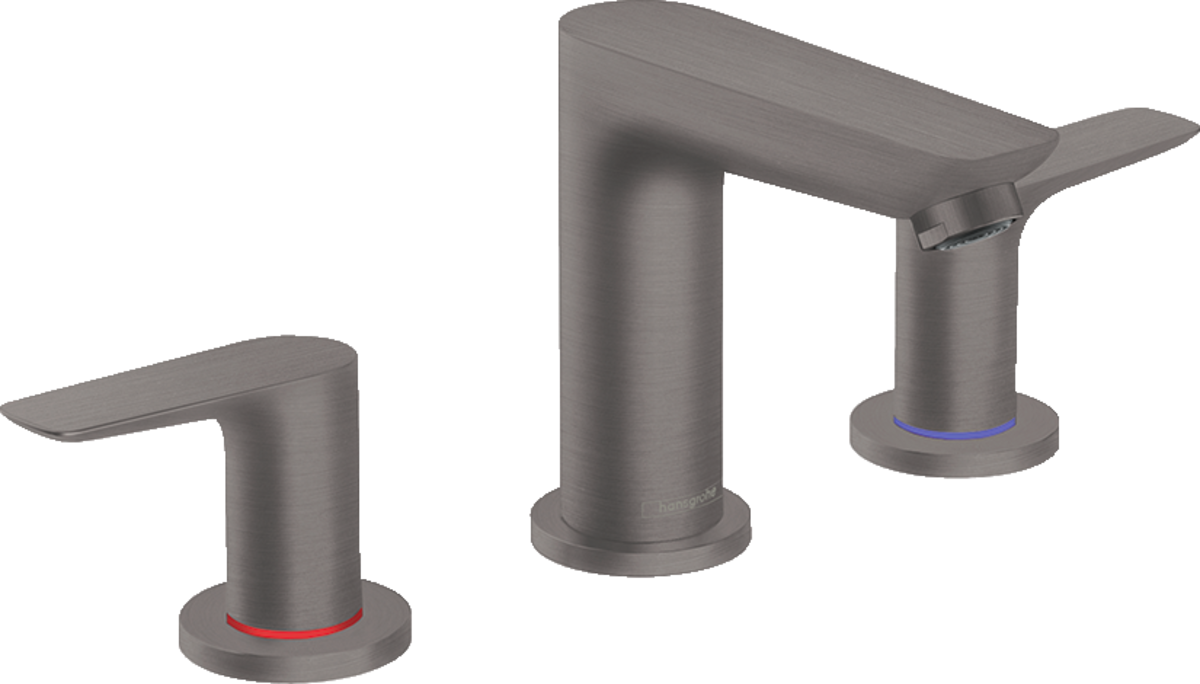 Смеситель для раковины Hansgrohe Talis E на 3 отверстия со сливным гарнитуром, Brushed Black Chrome/матовый черный, 71733340