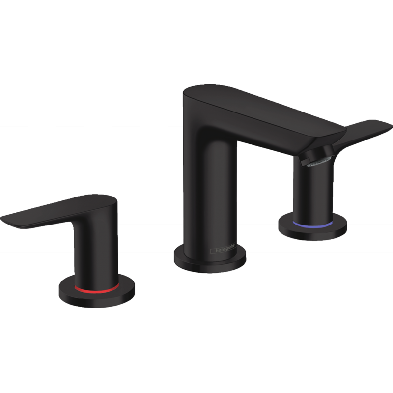 Смеситель для раковины Hansgrohe Talis E на 3 отверстия со сливным гарнитуром, Matt Black/черный матовый, 71733670