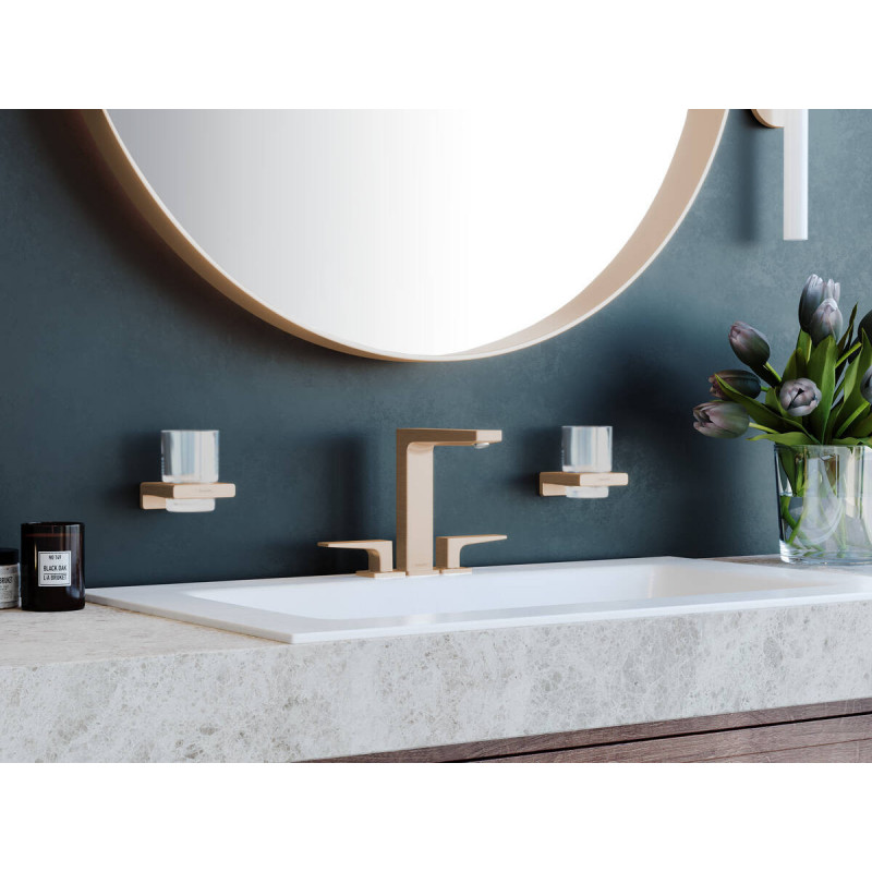 Смеситель для раковины Hansgrohe Metropol 160 на 3 отверстия, сливной гарнитур Push-Open, Brushed Bronze/шлиф.бронза, 32515140