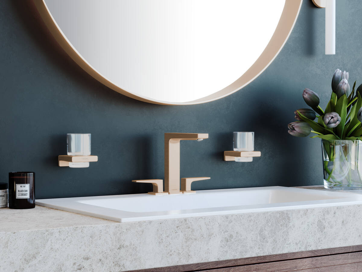 Смеситель для раковины Hansgrohe Metropol 160 на 3 отверстия, сливной гарнитур Push-Open, Brushed Bronze/шлиф.бронза, 32515140