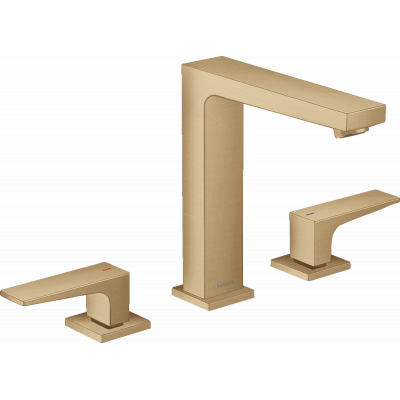 Смеситель для раковины Hansgrohe Metropol 160 на 3 отверстия, сливной гарнитур Push-Open, Brushed Bronze/шлиф.бронза, 32515140