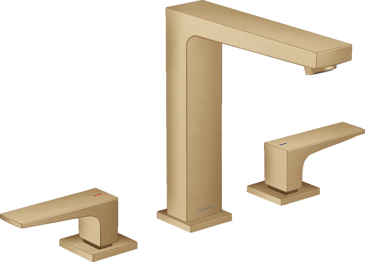 Смеситель для раковины Hansgrohe Metropol 160 на 3 отверстия, сливной гарнитур Push-Open, Brushed Bronze/шлиф.бронза, 32515140