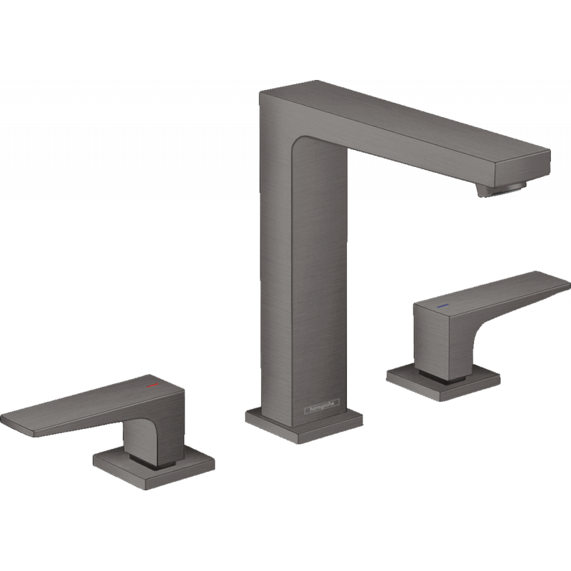 Смеситель для раковины Hansgrohe Metropol 160 на 3 отверстия, сливной гарнитур Push-Open, шлифованный черный, 32515340