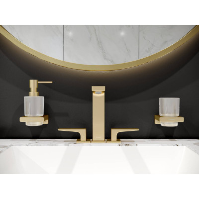 Смеситель для раковины Hansgrohe Metropol 160 на 3 отверстия, сливной гарнитур Push-Open, полированное золото, 32515990