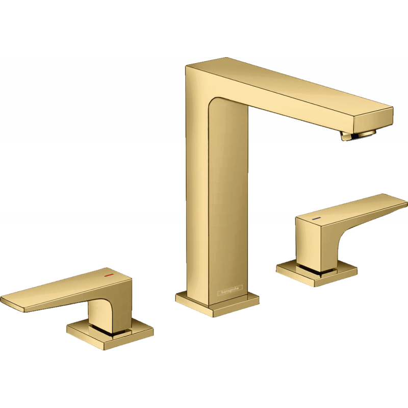 Смеситель для раковины Hansgrohe Metropol 160 на 3 отверстия, сливной гарнитур Push-Open, полированное золото, 32515990