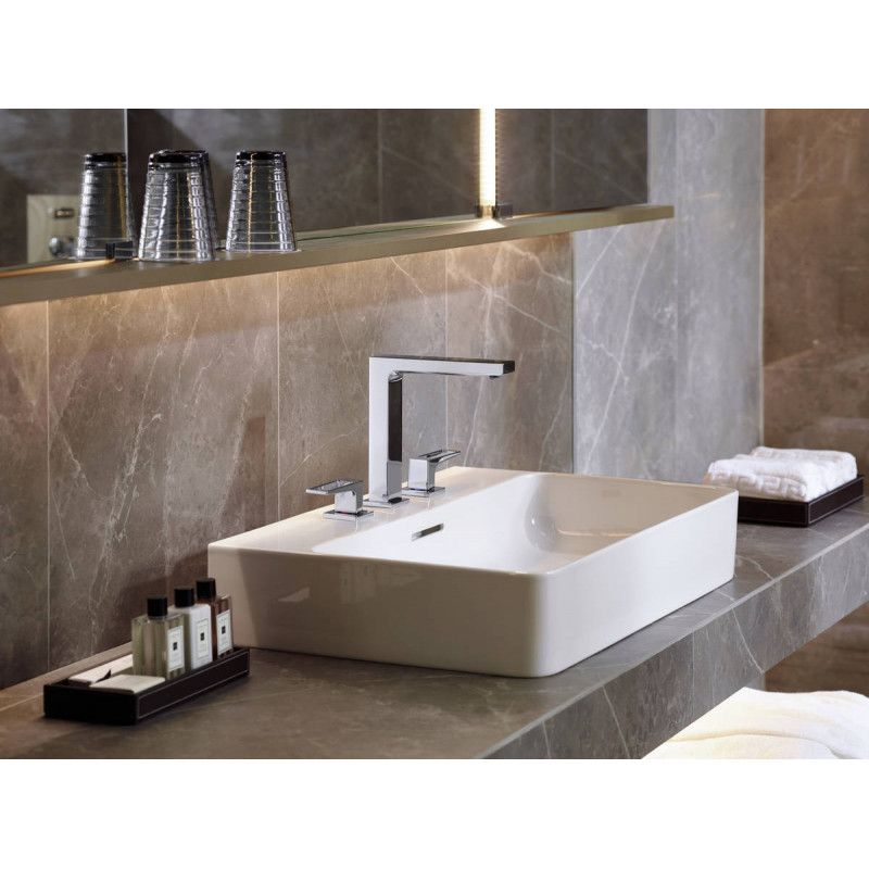 Смеситель для раковины Hansgrohe Metropol 160 на 3 отверстия, петлевая ручка, сливной гарнитур Push-Open, хром, 74515000