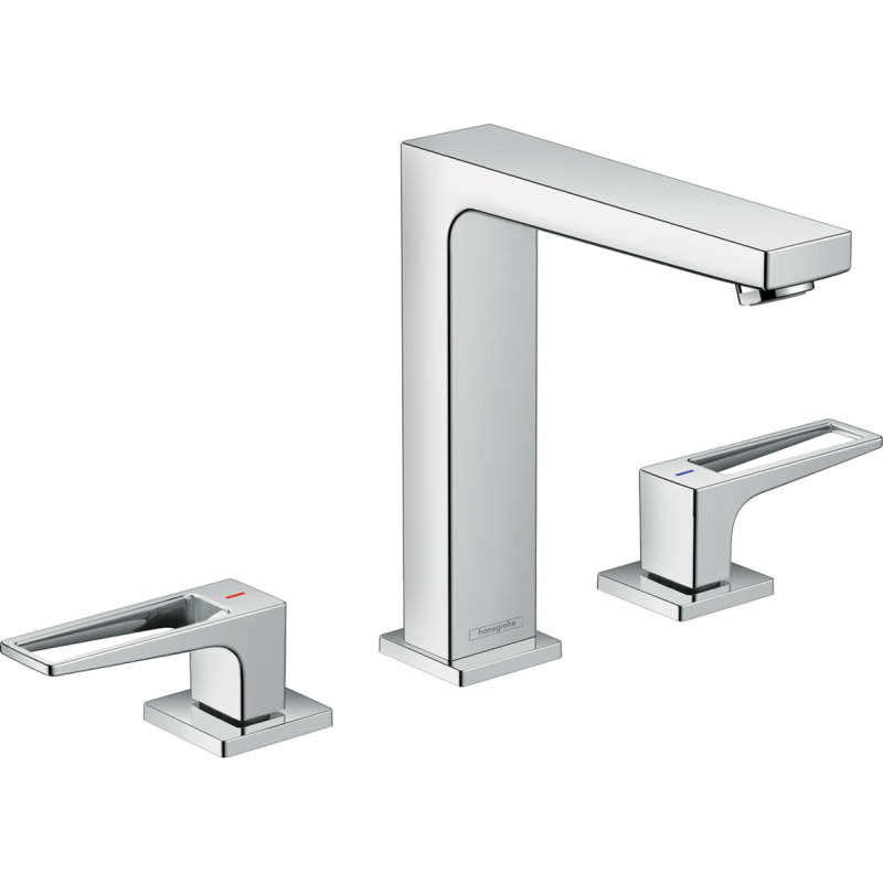 Смеситель для раковины Hansgrohe Metropol 160 на 3 отверстия, петлевая ручка, сливной гарнитур Push-Open, хром, 74515000