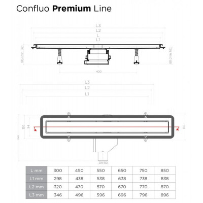 Линейный трап Pestan Confluo Premium Black Glass Line 300 Gold, черное стекло, золотая кромка, 13100113
