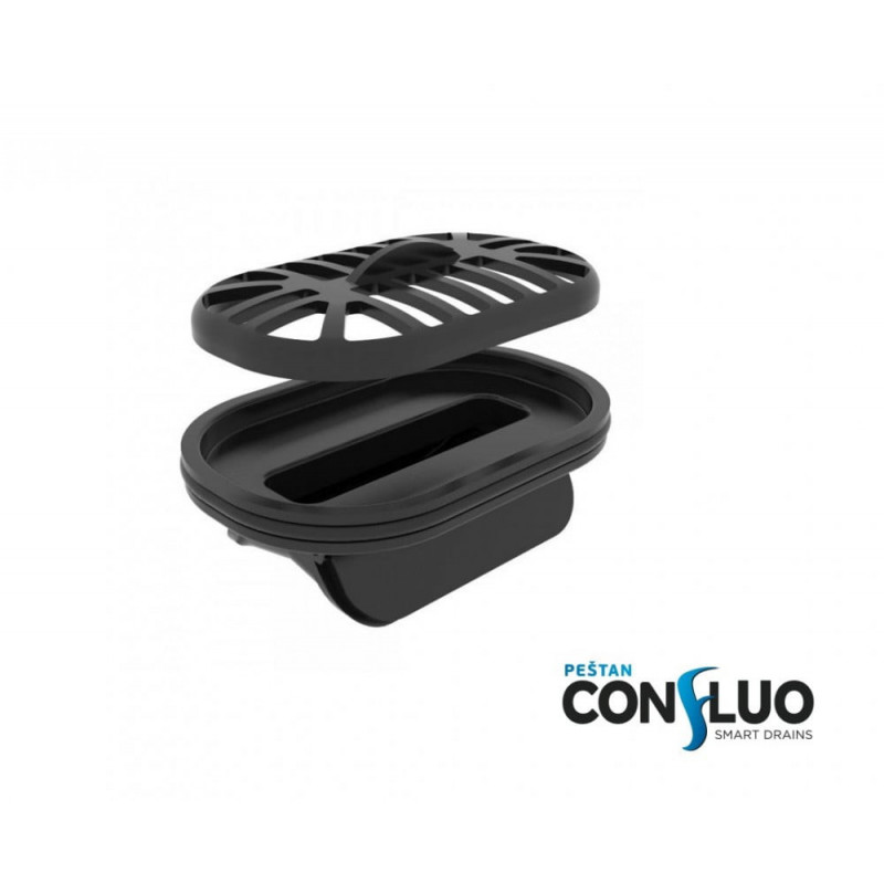 Линейный трап Pestan Confluo Premium Black Glass Line 450 Gold, черное, стекло, золотая кромка, 13100114