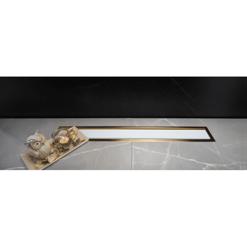 Душевой лоток Pestan Confluo Premium White Glass Line 950 Gold, белое, стекло, золотая кромка, 13100126