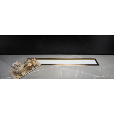Душевой лоток Pestan Confluo Premium White Glass Line 750 Gold, белое, стекло, золотая кромка, 13100123
