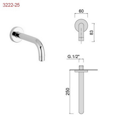 Излив настенный 25см черный Giulini Futuro F3222-25NO