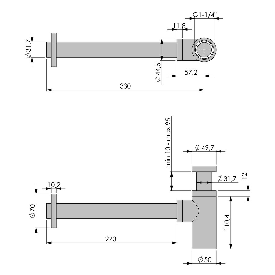 Сифон для раковины белый Giulini F5109LBO