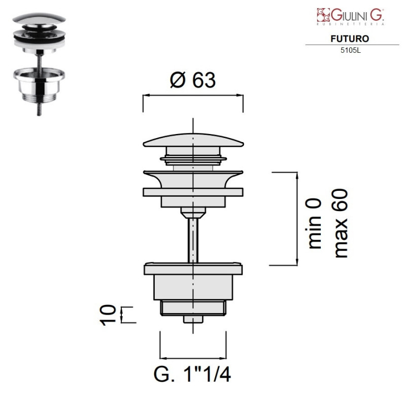 Слив для раковины универсальный золото Giulini F5105LO