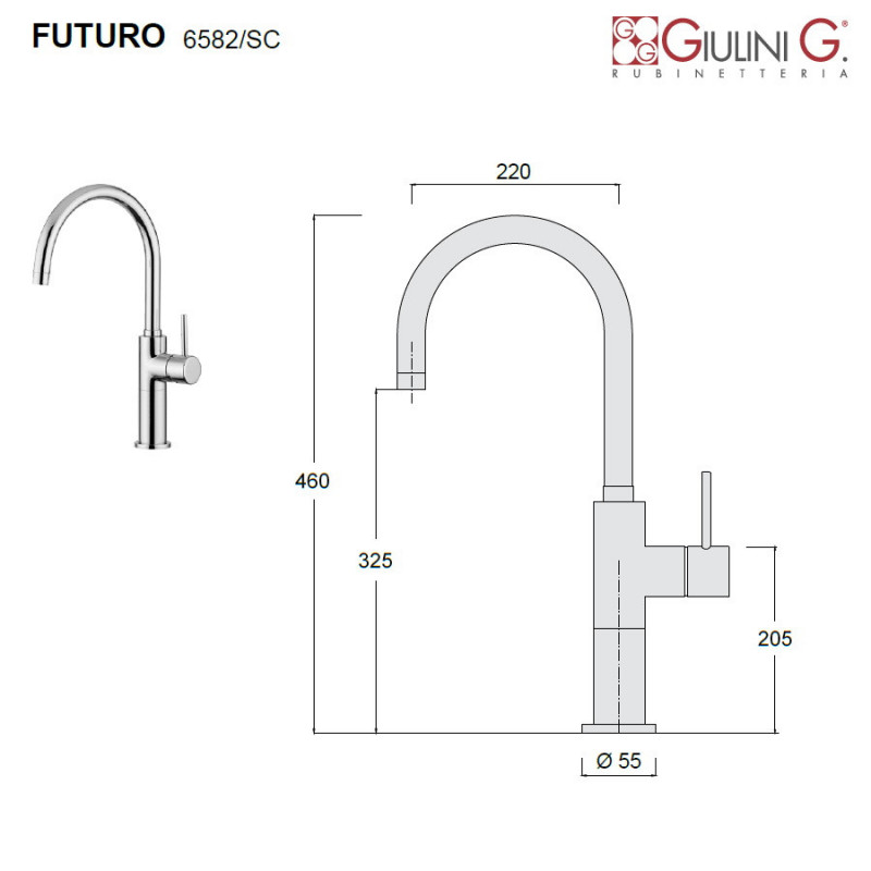 Смеситель для раковины хром Giulini Futuro F6582/SC