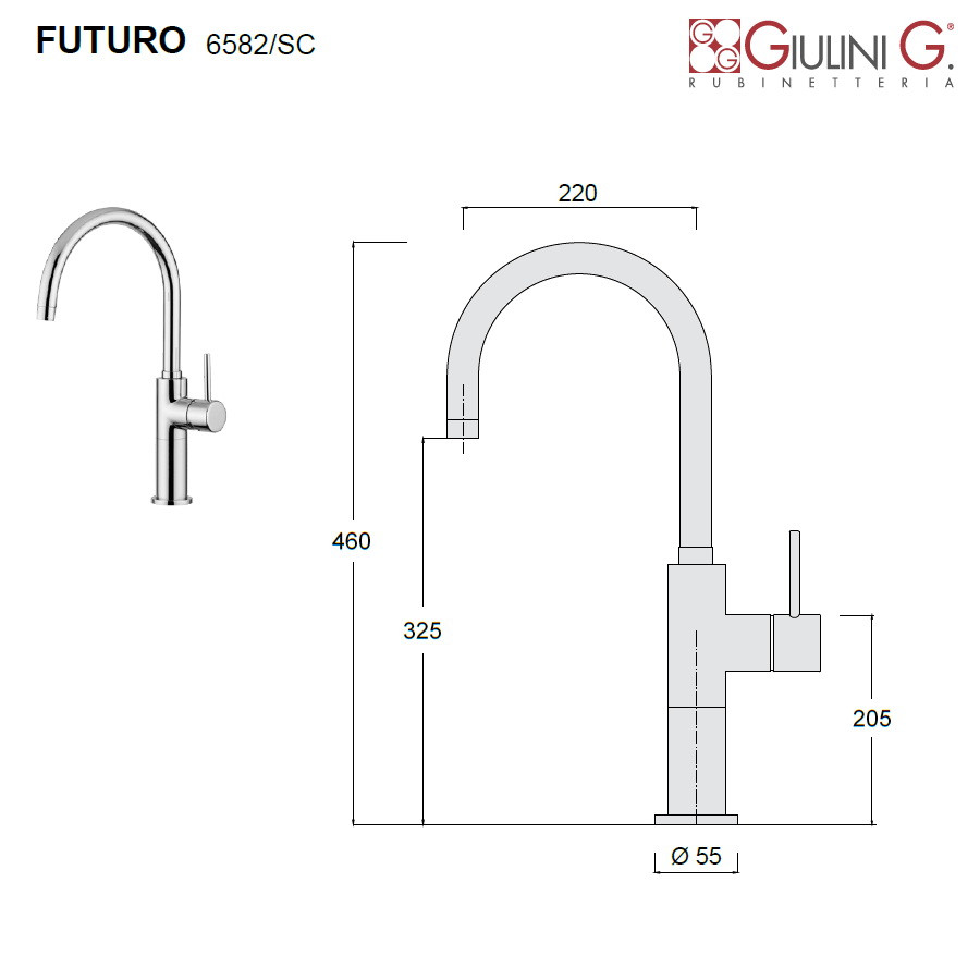 Смеситель для раковины хром Giulini Futuro F6582/SC