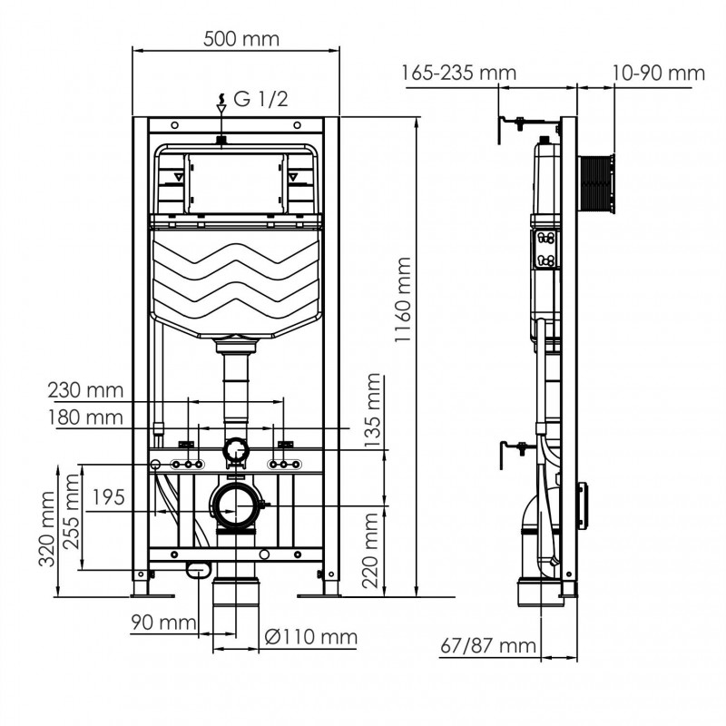 Инсталляция для унитаза WasserKRAFT Aller 10TLT.010.ME.MB01