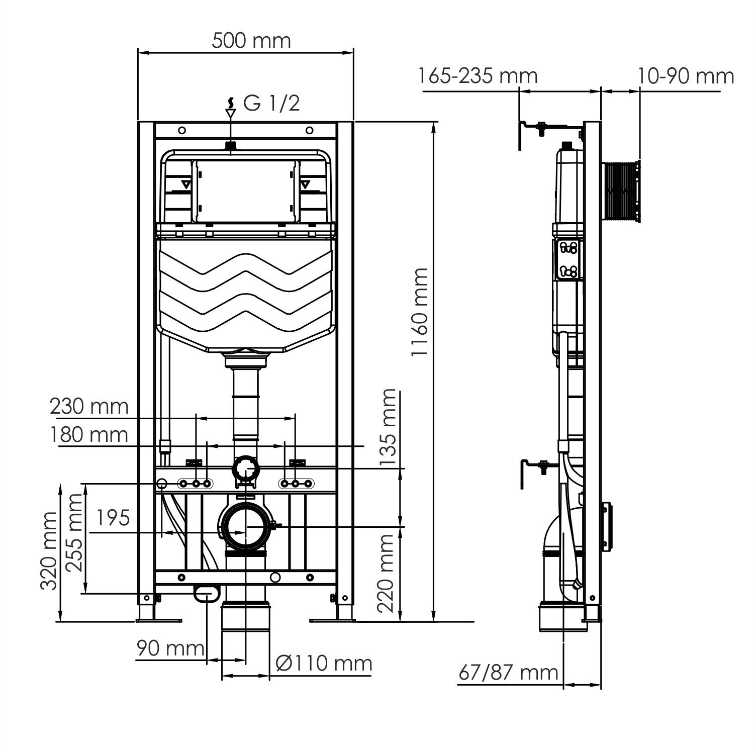 Инсталляция для унитаза WasserKRAFT Aller 10TLT.010.ME.PB01