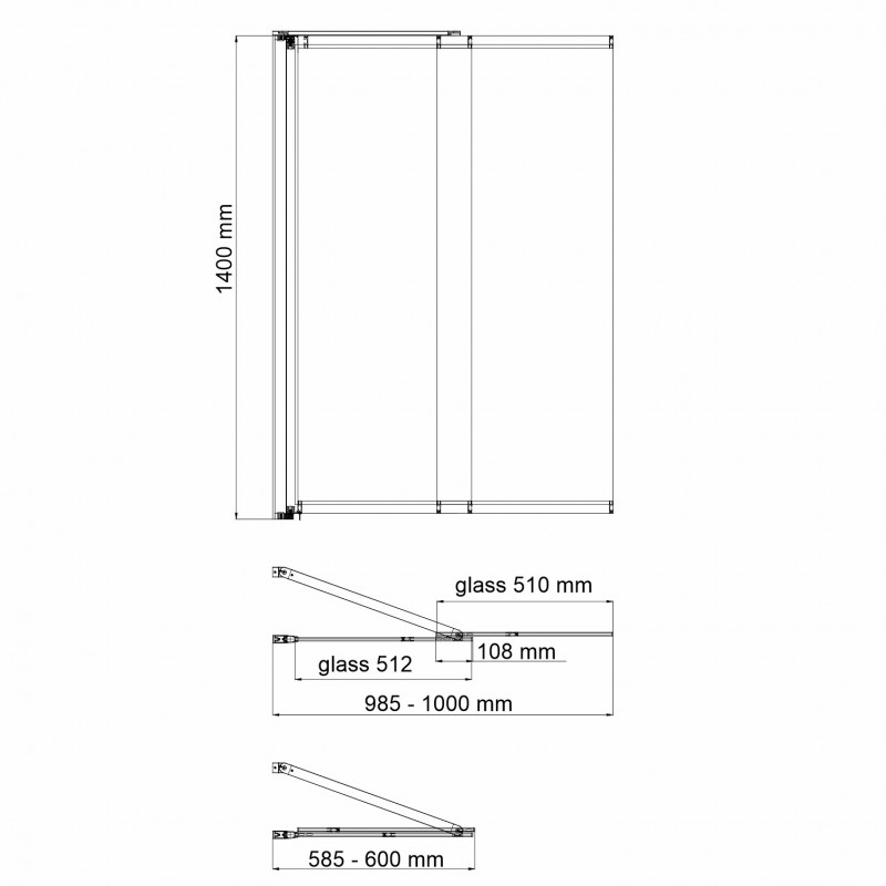 Душевая шторка на ванну левая 100х140см хром WasserKRAFT Main 41S02-100L Matt glass Fixed