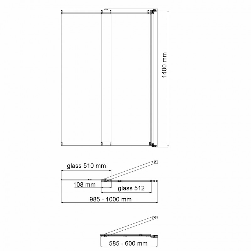 Душевая шторка на ванну правая 100х140см хром WasserKRAFT Main 41S02-100R Matt glass Fixed