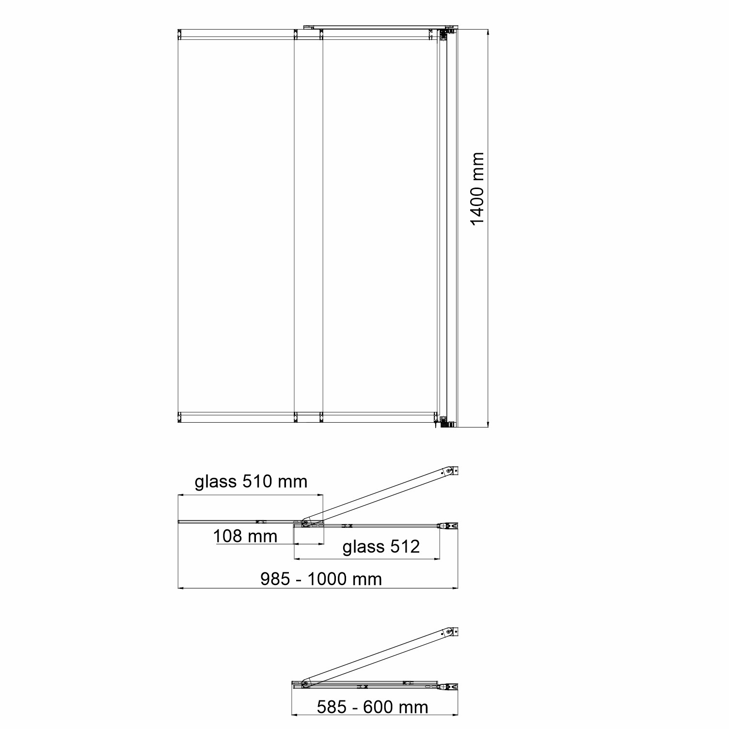 Душевая шторка на ванну правая 100х140см хром WasserKRAFT Main 41S02-100R Matt glass Fixed