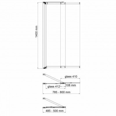 Душевая шторка на ванну 80х140см хром WasserKRAFT Main 41S02-80 Fixed