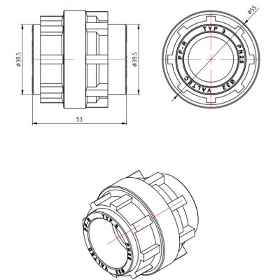 Муфта PPR белая разъемная 32 х 32 Valtec VTp.763.0.032