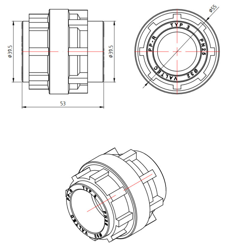 Муфта PPR белая разъемная 32 х 32 Valtec VTp.763.0.032