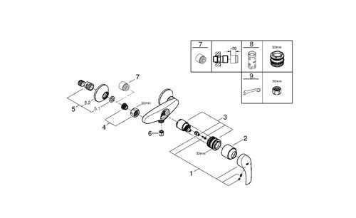 Смеситель для душа, EUROSMART, GROHE 33555002