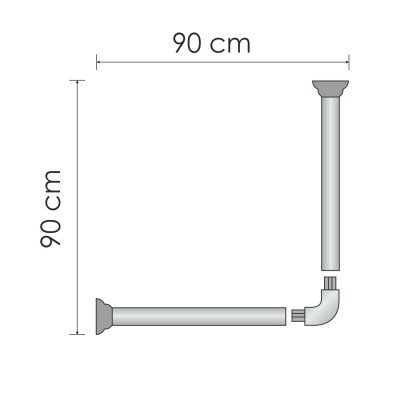 Карниз для ванной 90x90см черный WasserKRAFT Elbe SC-729090