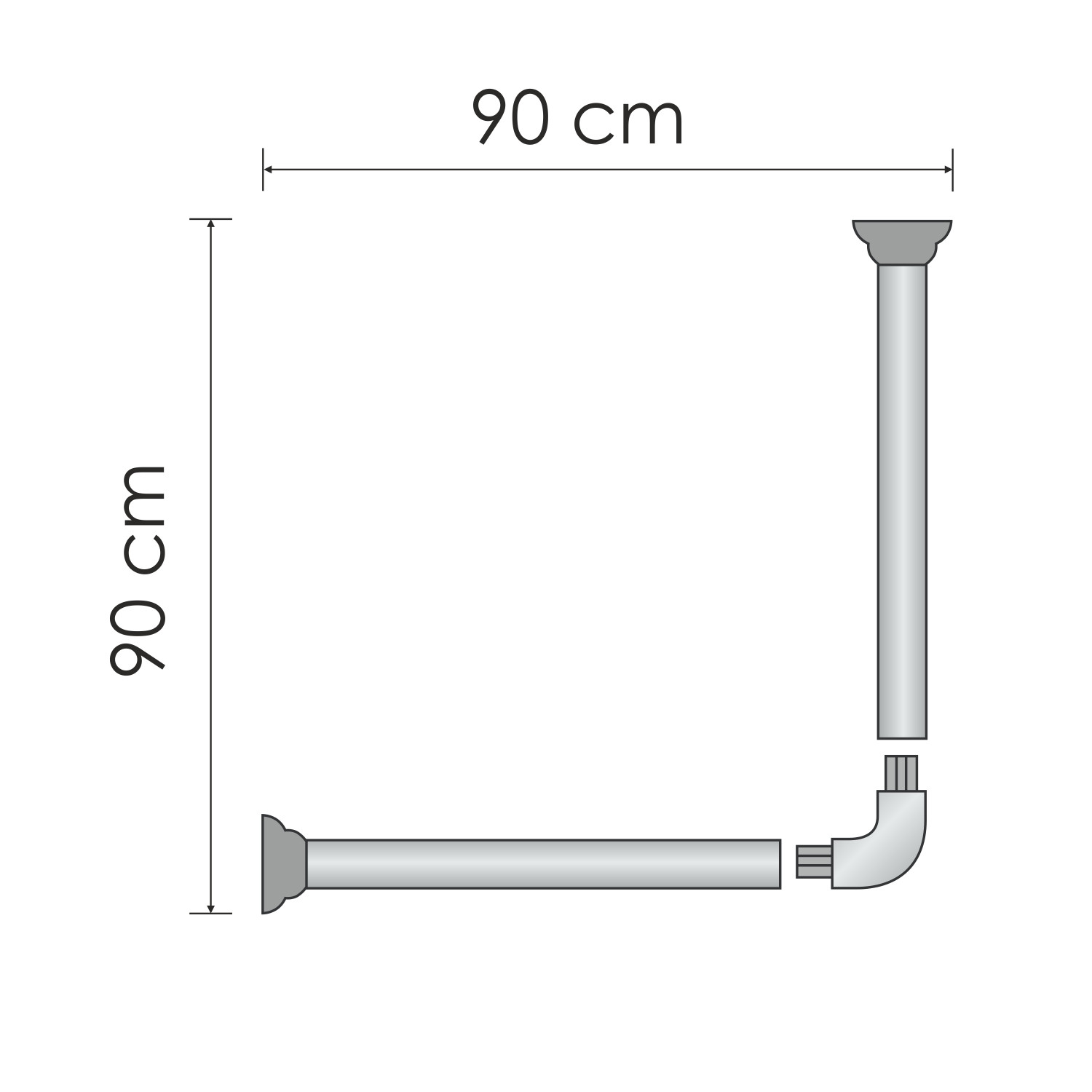 Карниз для ванной 90x90см черный WasserKRAFT Elbe SC-729090