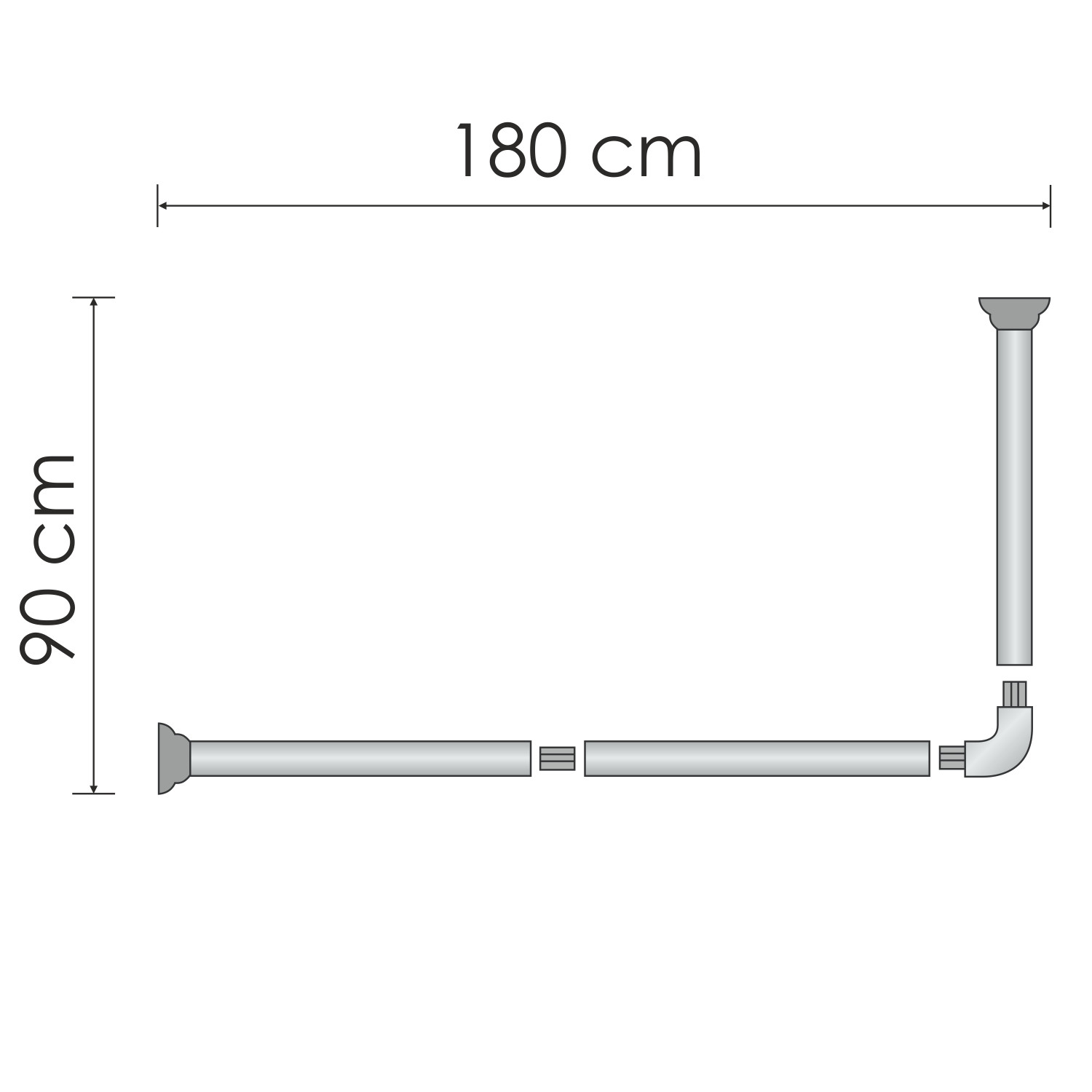 Карниз для ванной 180x90см белый WasserKRAFT Kammel SC-839018