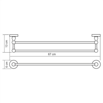 Держатель полотенец одинарный хром WasserKRAFT Diemel K-2240