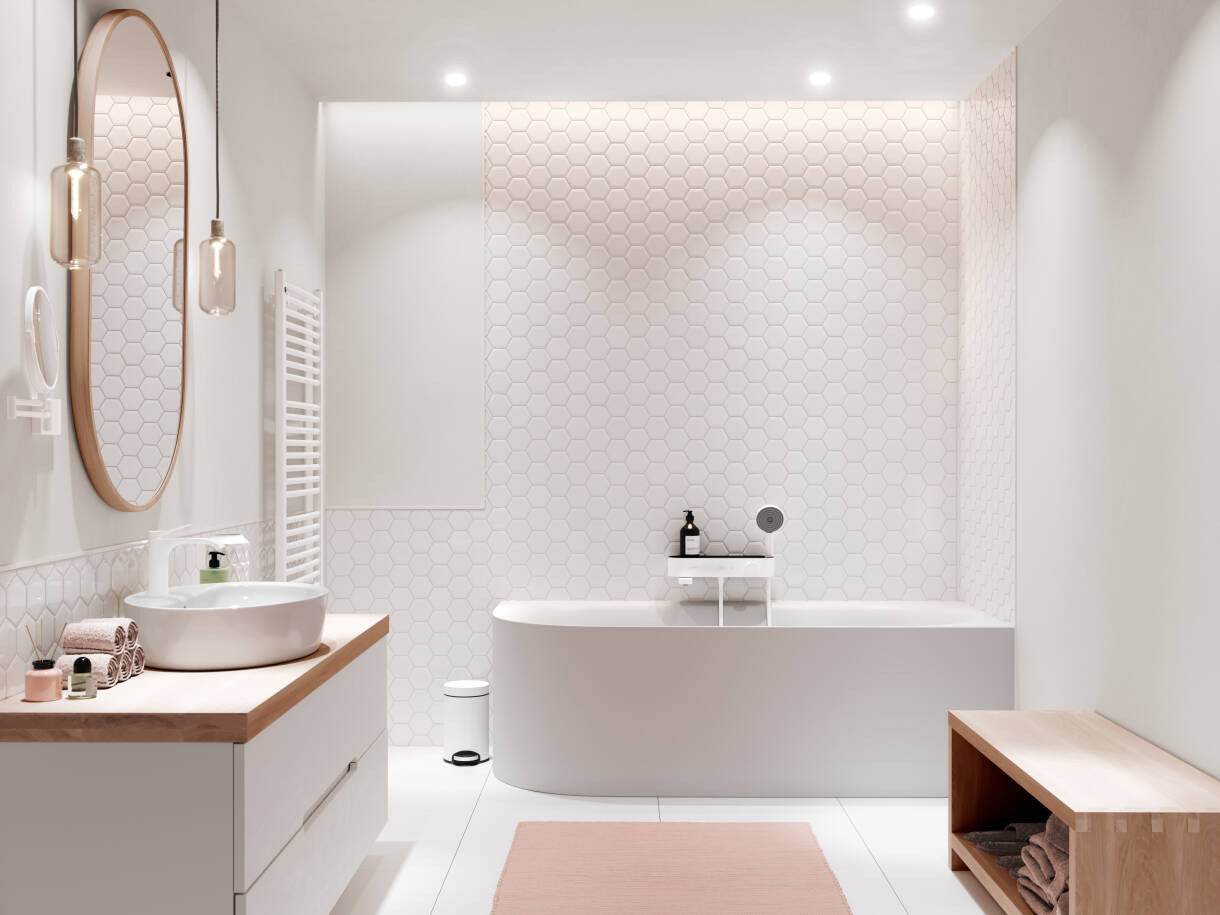 Термостат для ванны Hansgrohe ShowerTablet Select 400 для внешней установки, матовый белый, 24340700