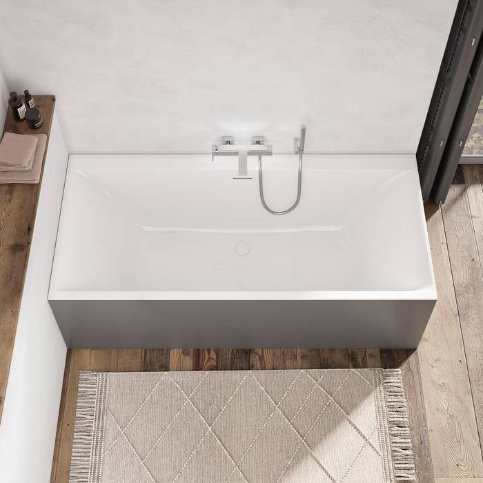 Ванна 180x80см Villeroy&Boch Subway 3.0 Альпийский белый, система наполнения на дне SilentFlow, слив белый, перелив хром