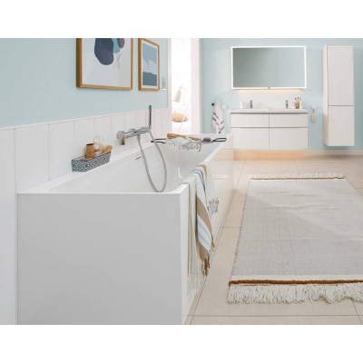 Ванна 170x75см Villeroy&Boch Subway 3.0 Альпийский белый, система наполнения на дне SilentFlow, слив белый, перелив хром