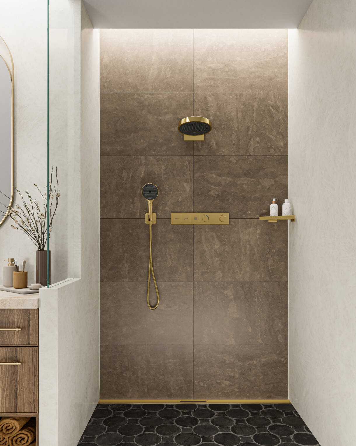 Термостат скрытого монтажа для 2 потребителей Hansgrohe RainSelect полированное золото 15380990
