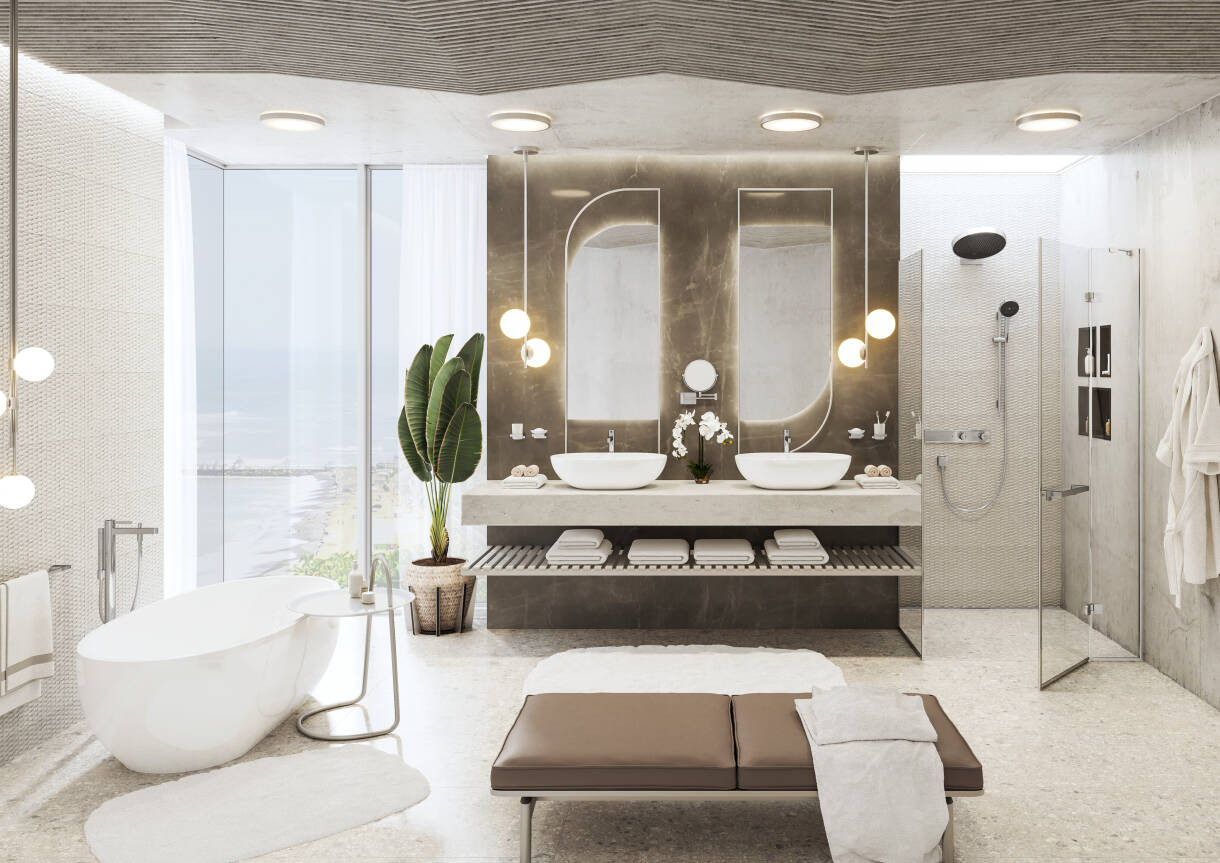 Термостат скрытого монтажа для 2 потребителей Hansgrohe RainSelect полированное золото 15380990