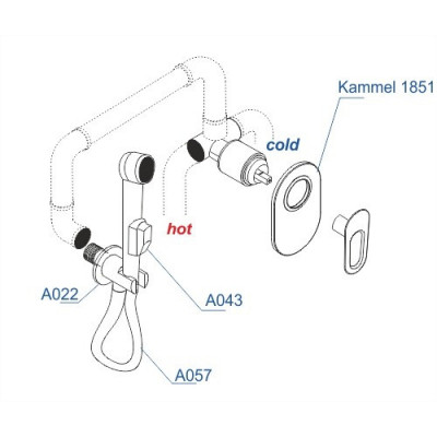 Встраиваемый комплект для биде со шлангом 120см WasserKRAFT Kammel A111857