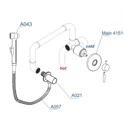 Встраиваемый комплект для биде со шлангом 120см WasserKRAFT Main A14157