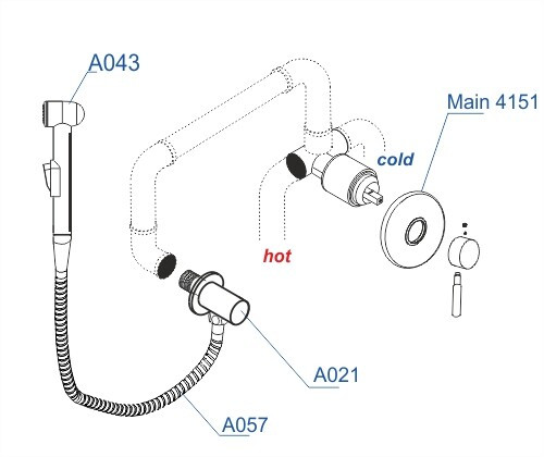 Встраиваемый комплект для биде со шлангом 120см WasserKRAFT Main A14157