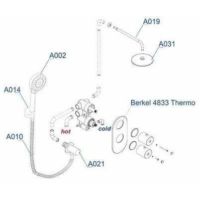 Встраиваемый комплект для душа с верхней душевой насадкой и лейкой WasserKRAFT Berkel A16031