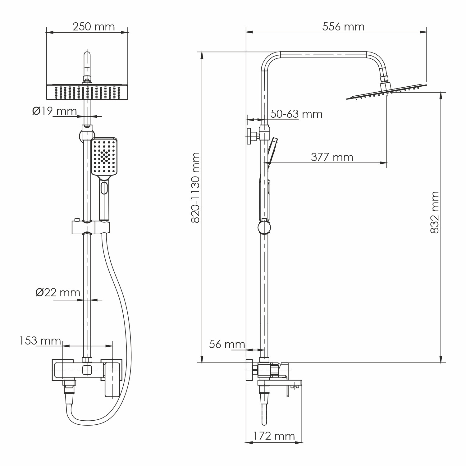 Душевая система со смесителем черная WasserKRAFT A27701