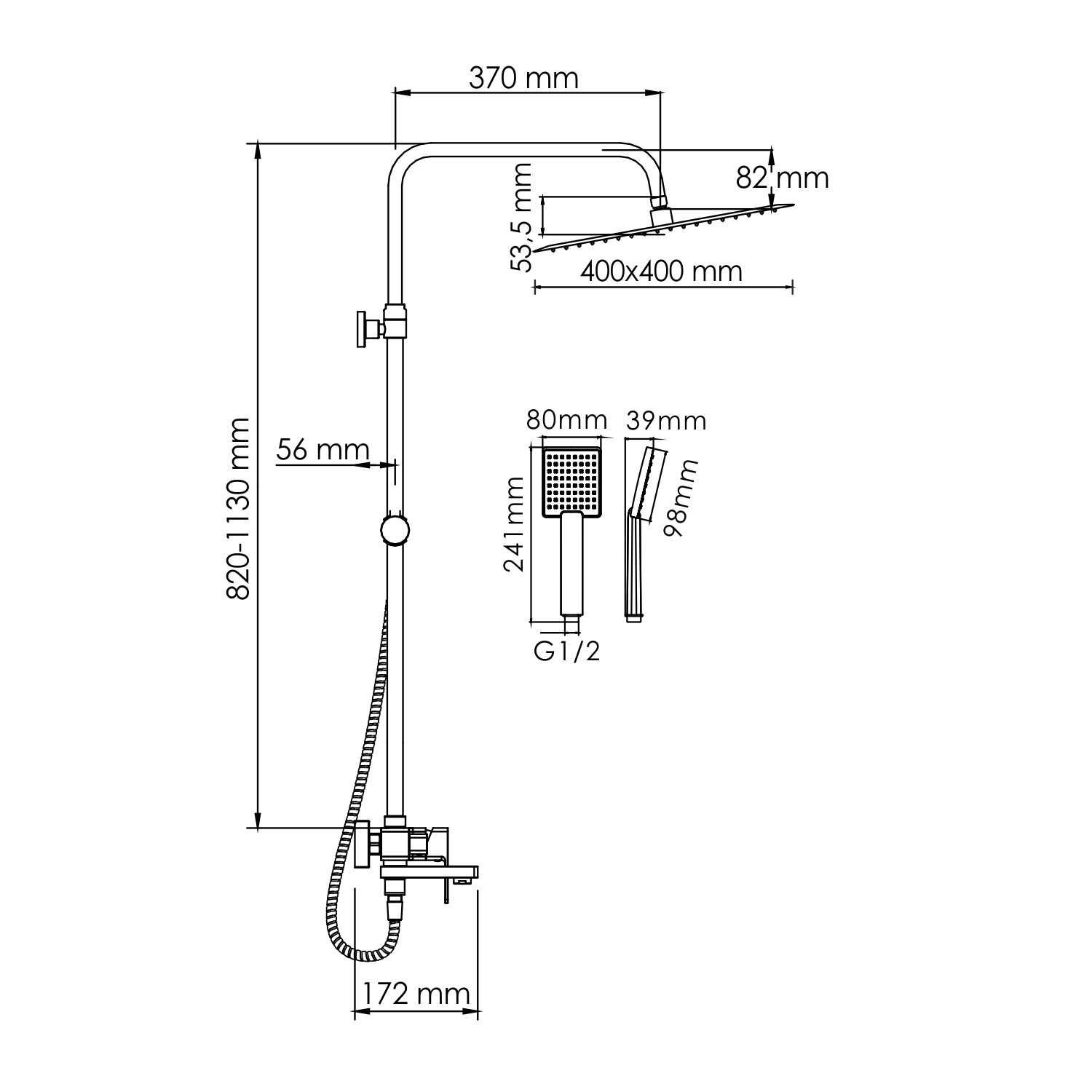 Душевая система со смесителем термостат хром WasserKRAFT A199.119.126.087.CH Thermo