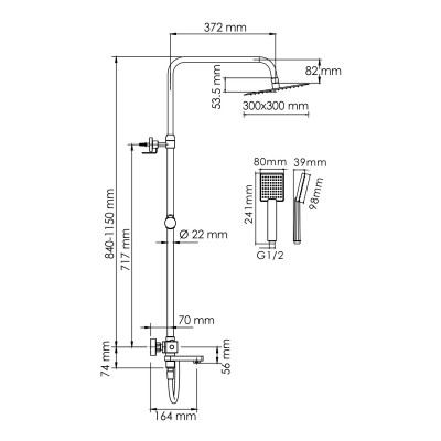 Душевая система со смесителем термостат хром WasserKRAFT A199.118.141.087.CH Thermo