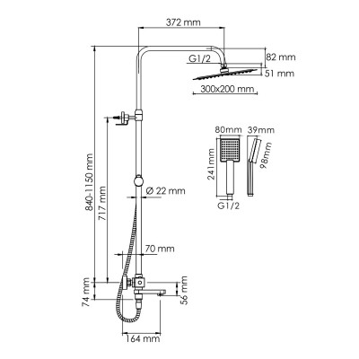 Душевая система со смесителем термостат хром WasserKRAFT A199.069.141.010.CH Thermo