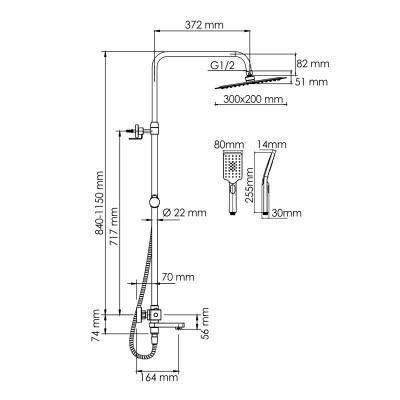 Душевая система со смесителем термостат хром WasserKRAFT A199.069.126.010.CH Thermo